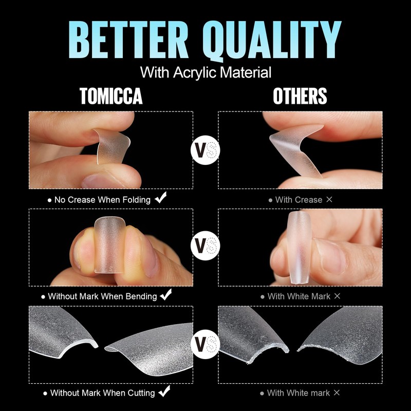 TOMICCA Artificial Nail Tips for Gel Nails Gel Nails Coffin
