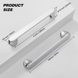 BONADOM 10Pack 5" (128mm) Hole Center Brushed Satin Nickel Kitchen Cabinets Handles 5 Inch Polished Chrome Hardware for Cupboard Door Drawers Pulls Sliver Dresser Knobs Bathroom