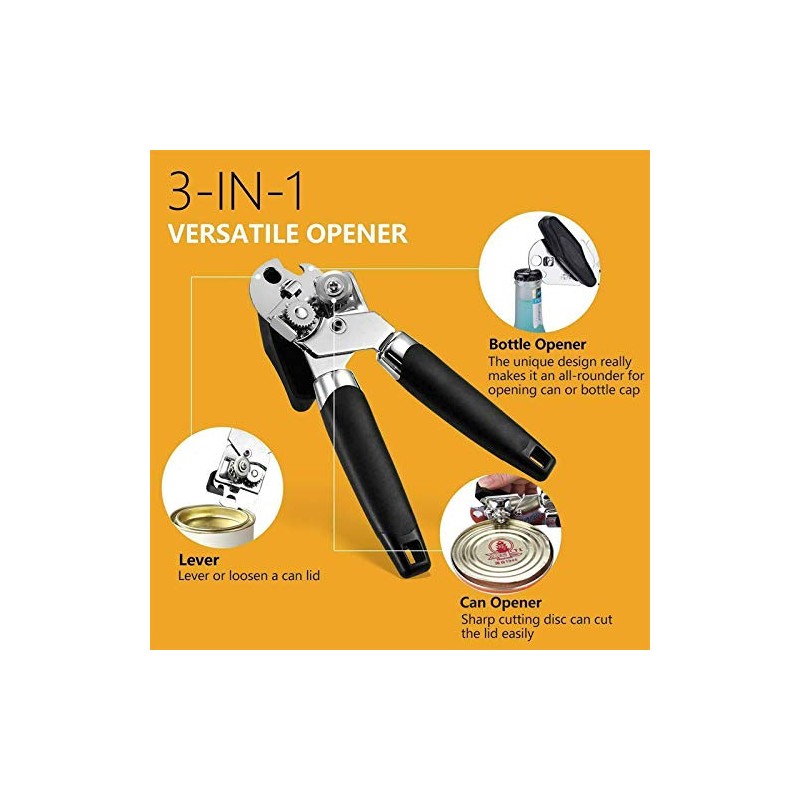 3-in-1 Versatile Can Opener – Heavy-Duty, Multi-Function Tool for Cans,