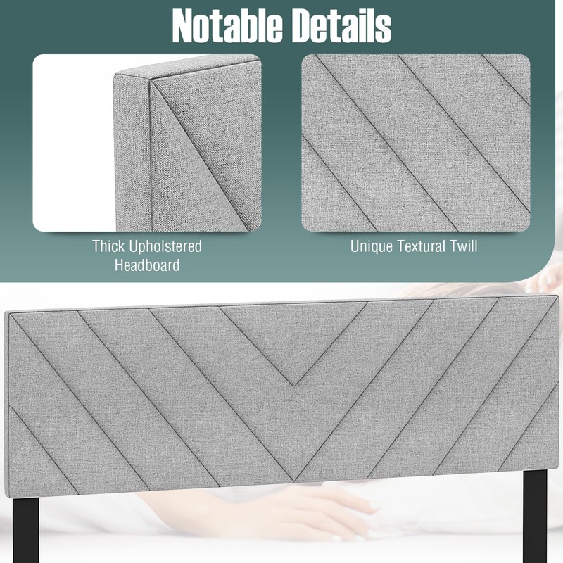 Giantex Linen Upholstered Headboard, Adjustable Width Button Tufted Headboard Only
