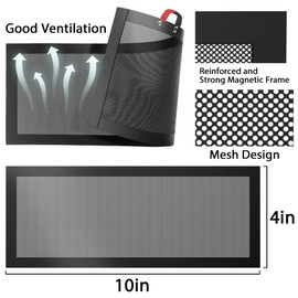 Pack 6 Floor Register 4 x 10 inch with Strong Magnetic Vent Cover,Air Vent Screen Cover,Magnetic PVC Vent Mesh Floor Register Cover Plastic Vent Screen for Wall Ceiling Floor Catch Debris Hair Filters
