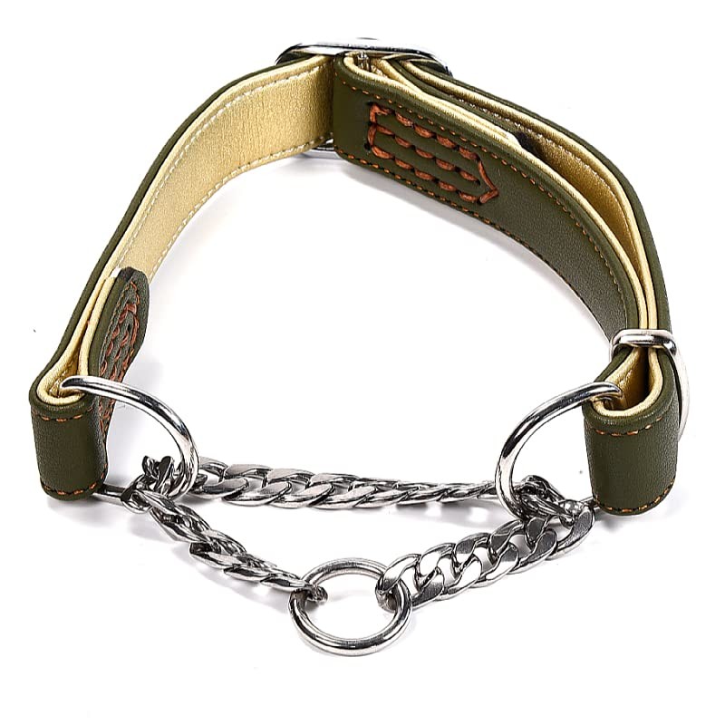 beanspet Dog Half Chalk Double-Layer Leather Collar, Dog Collar, Leather,