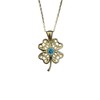 ​​925 Sterling Silver Blue Topaz Clover Birthstone Necklace Womens December