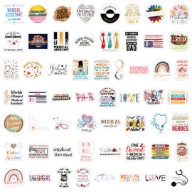 55Pcs Medical Assistant Stickers, Waterproof Vinyl Stickers for Medical Assistants, Teens, Aduts - Funny Medical Stickers Decals for Laptop Water Bottles (Assistant)