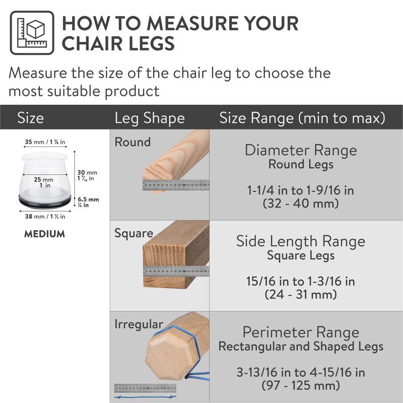 Aneaseit Chair Leg Sliders for Carpet - 8 pcs Clear