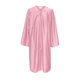 GradPlaza Shiny Graduation Cap and Gown 2025 Year Charm Tassel Set Pink Cap and Gown for Middle High School College Adult Size 42