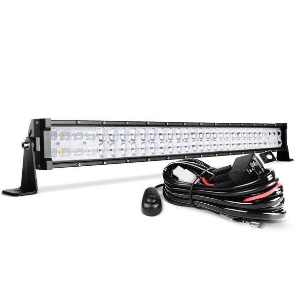 DWVO 32'' LED Light Bar 390W Straight 9D 48000LM Upgrade Chipset with 10ft Wiring Harness for Offroad Driving Fog Lamp Marine Boating IP68 Waterproof Spot & Flood Combo Beam Light Bars
