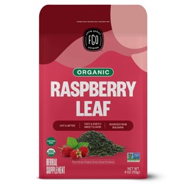 FGO Organic Red Raspberry Loose Leaf Herbal Tea, Cut and Sifted, Caffeine Free, Resealable Bag, 4oz (Pack of 1)