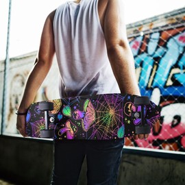 VitVerCosy Magic Spider Web Skateboard Grip Tape Longboards Griptape Bubble Free Anti-Slip Deck Sandpaper for Rollerboard 10" x 40" (Color25, 33.1x9.1in)