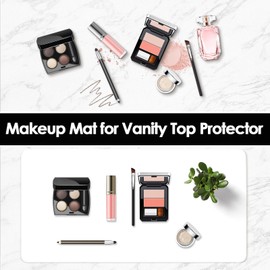 TOHONFOO TOHONFOO Makeup Mat for Vanity to Protect Vanity Desk Top, Dual-Sided Vanity Mat, Easy to Clean Vanity Desk Mat - Vanity Makeup Pads Waterproof and Oilproof, 23.6 x 11.8 in (White and Khaki)