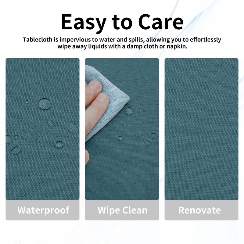 Easy-Going - Mantel rectangular de lino sintético impermeable, a prueba