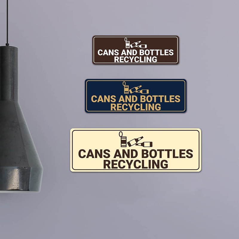 Signs ByLITA Standard Cans and Bottles Recycling Sign (Black Gold)