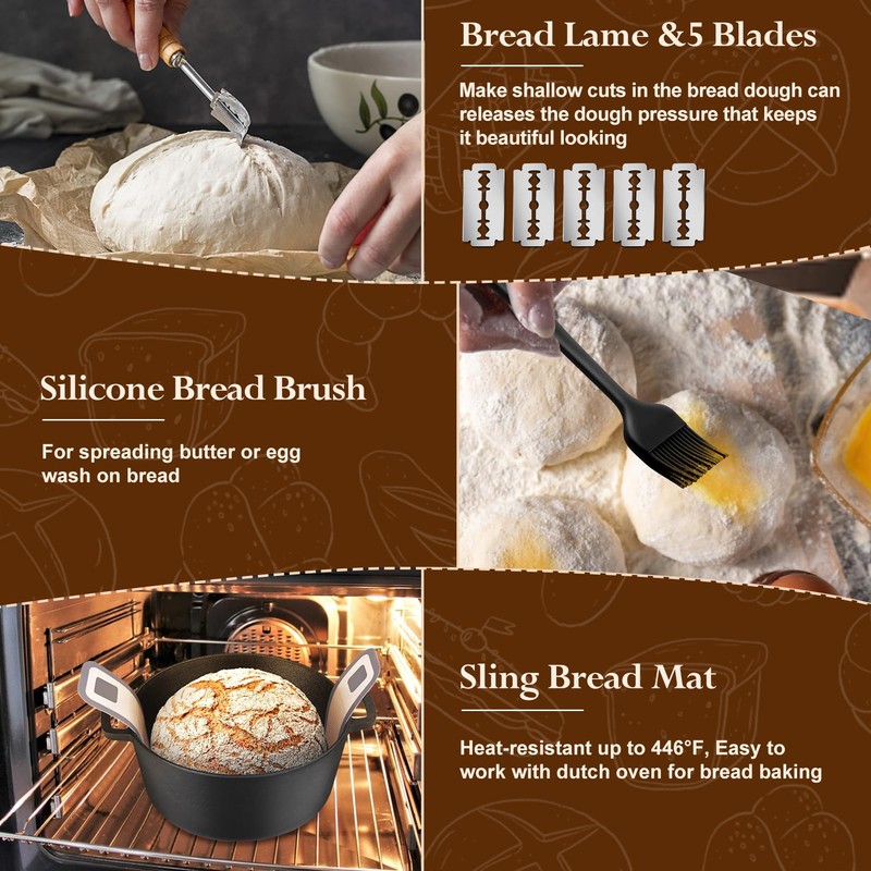 P&P CHEF Sourdough Bread Baking Supplies, 9” Round & 10”