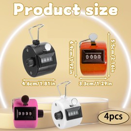 XLTXWD 4PCS Clicker Counter, Mechanical Hand Tally Counters Set, Counting Devices for Teachers Students Coaches Knitters Golfers and Event Organizers