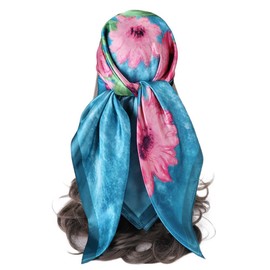 FAIRYGATE Headscarf Woman 35 Inch Large Square Satin Head Scarf Silk Bandanas Hair Scarf Silk Like Hair Sleeping Wraps Neck Scarf for Women 75023