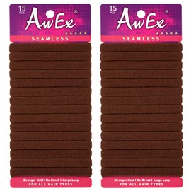 AwEx Seamless Brown Ponytail Holders,30 PCS,Medium Thickness and Large Loop,Wrist Wearable Hairbands,No Metal Hair Elastics,No Pull Hair ties