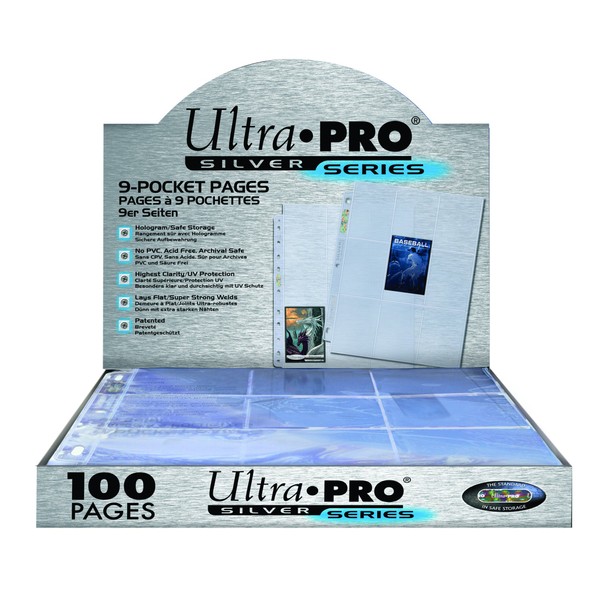 Ultra Pro 9-Pocket Silver Series Page Protector for Standard Size Cards (100ct)