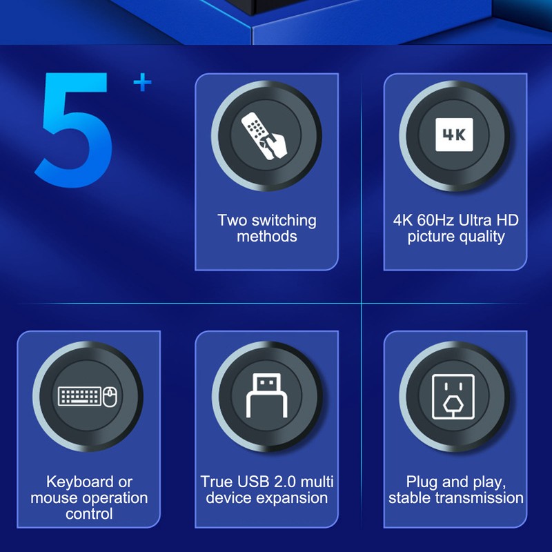 HD Multimedia Interface KVM Switcher Professional 4 Port 4K 60Hz