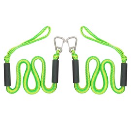 Bungee Dock Rope with Stainless Steel Clip for Mooring The Boat 4 Feet Black Pack of 2(Green)