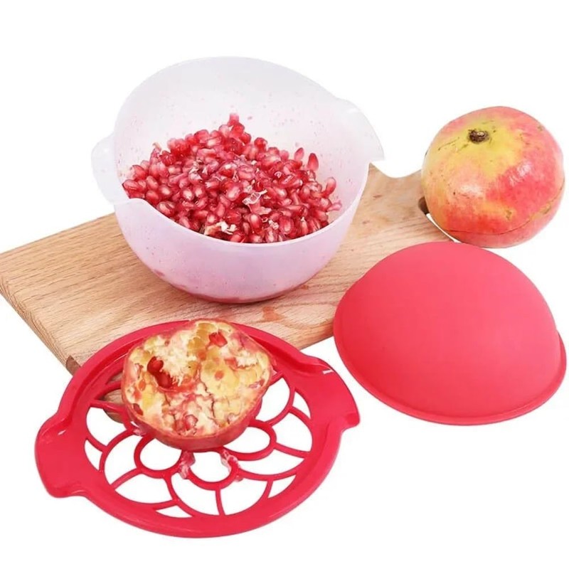 Pomegranate Peeler Silicone Pomegranate Deseeder with Bowl Pomegranate and Wood