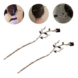 minkissy 2sets Flower Chignon Pin Hair Stick Rose Hair Accessories for Women Hair Bun Sticks Pins 2pcs*2