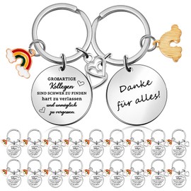 Tenare Pack of 20 Key Rings for Colleagues, Work Colleagues, Gift Key Chain, Best Colleague with Pendant, Thank You for Everything Gift for Birthday, Job Change, Farewell, Retirement, As shown in the