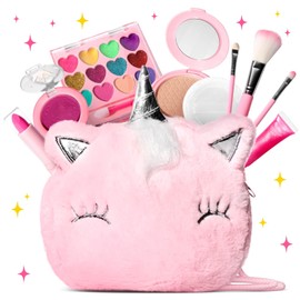 MOTYYA Kids Real Makeup Kit for Girls, Non Toxic, Washable Make Up Set with Mini Coin Purse Cute Umicorn Princess Toys for 3 4 5 6 7 8 9 10 12 Years Old Little Girls Birthday Gift (Pink)