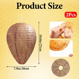 2 Stück Wespennest Attrappe, Aufhängen Falsches Wespennest, Künstliches Wespennest aus nässebeständigem Stoff, Hornissennest Attrappe zur Wespen Abwehr für Haus und Garten