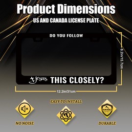 Jesus License Plate Frame Do You Follow Jesus This Closely License Plate Stainless Steel Christian Car Accessory Funny License Plate Decoration Men Women Size 12.2" x 6.2" with Screws