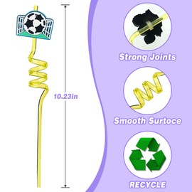 Pack of 14 Football Straws Birthday Children, Football Decorative Straws, Reusable Drinking Bow Straws, Children's Birthday Straws, Birthday Party Decorations, Party Accessories