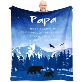 Yufrtck Papa Gifts from Grandchildren, Papa Birthday Gifts, Gifts for Papa from Granddaughter Grandson, Best Papa Ever Gifts from Grandkids, Presents for Papa Fleece Blankets 60 x 50 Inch