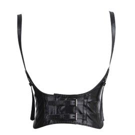 AGEA Women's Fashion Waist Belt Faux Leather Underbust Corset (Small, Black2)