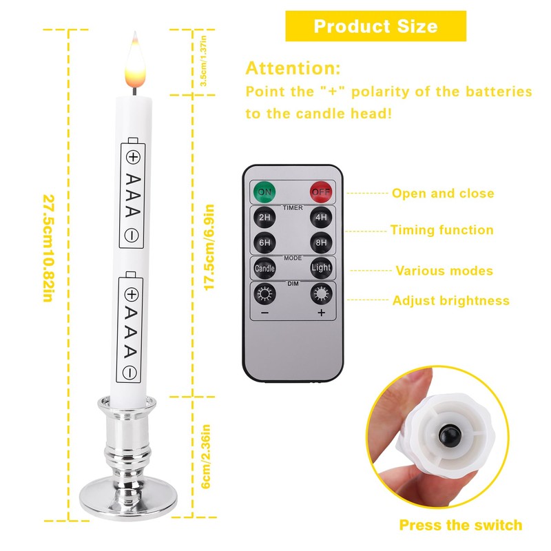 POQCCT LED Flameless Window Candles with Remote Timer 10 PCS