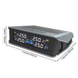 TPMS Tire Pressure Monitor, TPMS Air Pressure Sensor, Vehicle, Vibration Detection, Tire Pressure Temperature Measurement, Instant Air Pressure Monitoring, Solar Energy/USB Dual Charging, Vibration