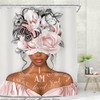 MESHELLY Black Girl Shower Curtain 60Wx72H Gray Pink Shower Curtain
