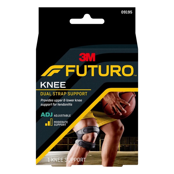 FUTURO Custom Pressure Knee Strap, Targeted Pressure, Knee Tendon, Gel Pad, Reversible, Right Knee, Left Knee, Firm Stabilizing Support, Adjustable