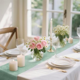 Table Runner, 0.3 x 25 m, 30 g/m², White, Disposable Non-Woven Fabric-Like Tablecloth Roll, Wedding, Birthday, Party, Decoration