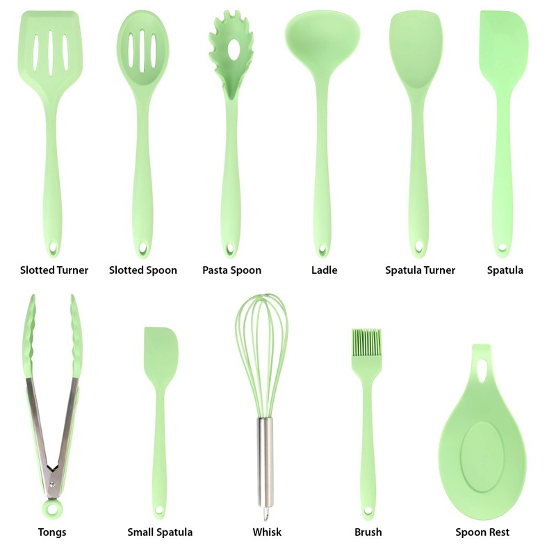 MegaChef Tool Cookware Utensil Set, 12 Piece, Mint Green