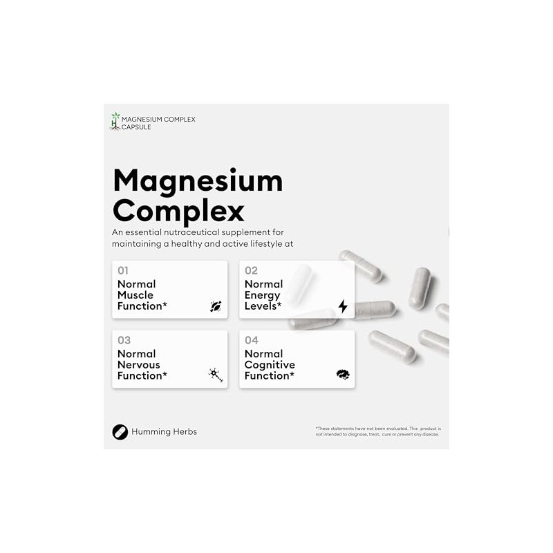 Humming Herbs Suplemento Quelado de Complejo de Magnesio 500 Mg:
