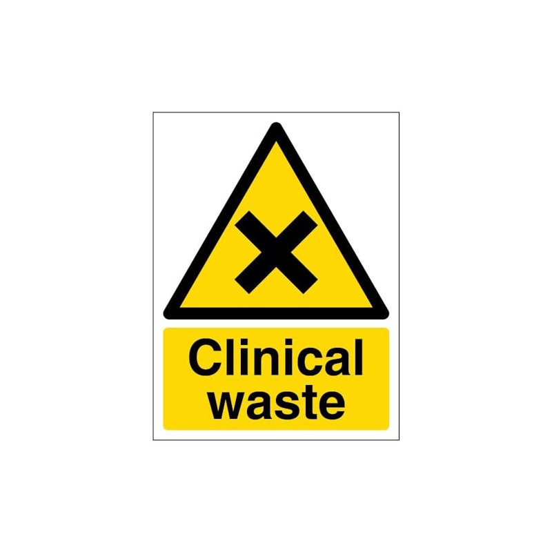 V Safety Clinical Waste Warning Sign - 150mm x 200mm