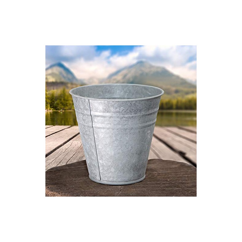 Antikas - Flower Pot Small Antique Zinc Planter Table Bucket