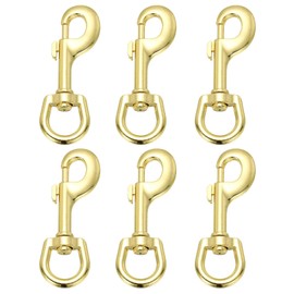 PATIKIL 6Pcs Flag Swivel Snap Clips, 4.1 Inch Heavy Duty Alloy Flag Pole Snaps Hooks Stainless Flagpole Accessories for Rope Hardware Key Chain Leash Leather Craft, Gold Tone