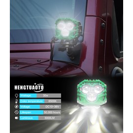 HENGTUAOTO 2.5inch LED Pod Lights Three-Eye 30W LED Fog/Driving/Off Road Lights Cube Spot Pods Light DT Connector for Truck Boat ATV UTV Pickup (2pcs Green)