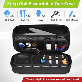 YOREPEK Golf Glove Case with Removable Glove Shaper, Golf Gifts for Men with 2 Dividers, Protective Hard Shell Golfing Organizer Fits Balls, Tees, Markers, Divot Tool, Accessories, Black