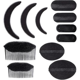 11Pcs Volume Hair Accessory Bases Set,Bump It Up Inserts, Styling Tools, Combs & Clips for Women, Sponge Hair Bun Updo DIY Hairstyles for Effortless Volume & Stylish Looks