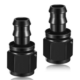 SYKRSS 6AN Straight Push Lock Hose End Fitting Aluminum Female Swivel to Push Lock Barb Type Fitting for Rubber Fuel Line