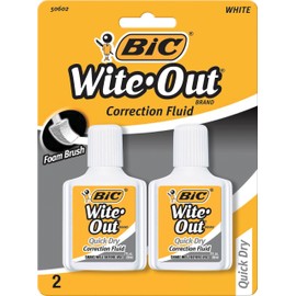 BIC 781671 Wite-Out Quick Dry Correction Fluid 2/Pack (WOFQDP24-A-WHI)