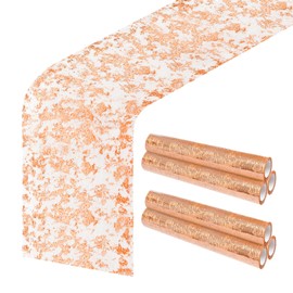 6 PCS Rose Gold Table Runner, 11"x108" Glitter Metallic Mesh Table Runner Roll, Sparkly Rose Gold Foil Table Decorations Centerpiece for Bridal Wedding Birthday Party Christmas
