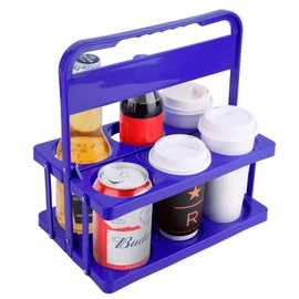 Reusable Drink Carrier with Handle for Doordash, Eats, Grubhub, Portable Cup/Coffee Holder Accessories for Delivery, Foldable Drinks Caddy with Tray, Car Durable Plastic Festive Bottle, Vacation