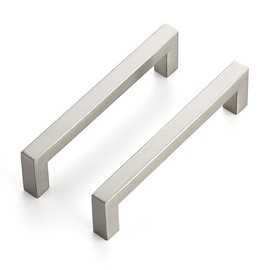 JOY DECOR 8 Pack Cabinet Handles,5 Inch Brushed Nickel Cabinet Pulls,Kitchen Cabinet Handles Square Drawer Pulls Stainless Steel Drawer Hardware Handles, 128mm Hole Centers